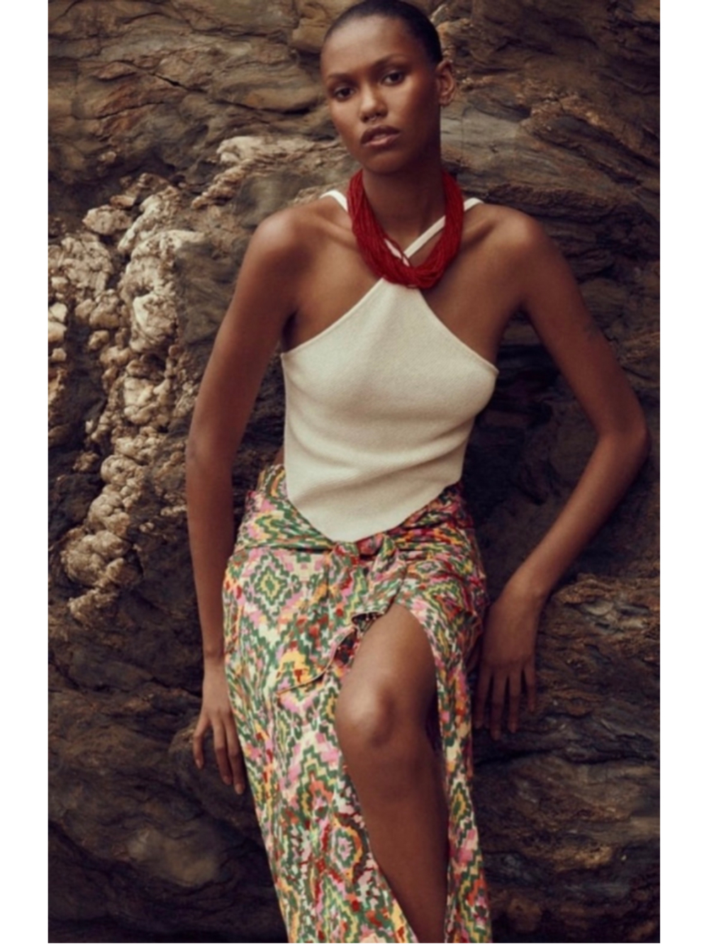 Zara Aztec Print Bohemian Midi Skirt